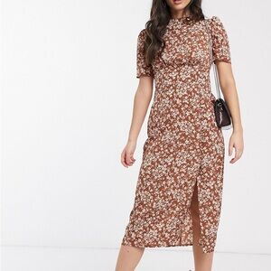 ASOS Midi Summer Dress with Puff Sleeves Empire Waist